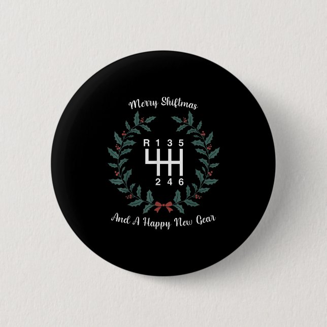 Funny Merry Shiftmas And A Happy New Quote Mechani Button (Vorderseite)