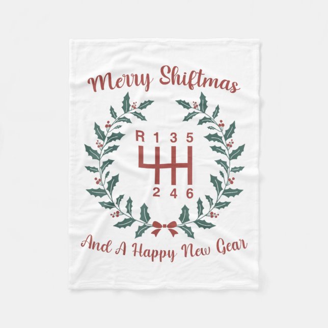 Funny Merry Shiftmas And A Happy New Quote Mechani Fleecedecke (Vorderseite)