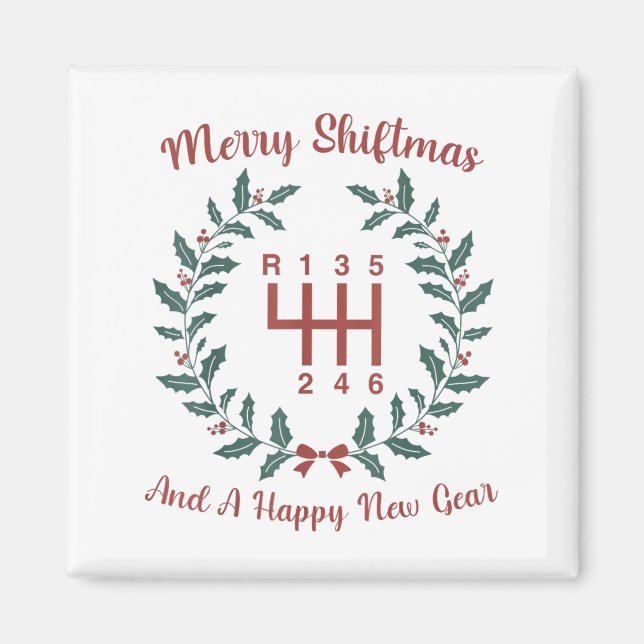 Funny Merry Shiftmas And A Happy New Quote Mechani Magnet (Vorne)