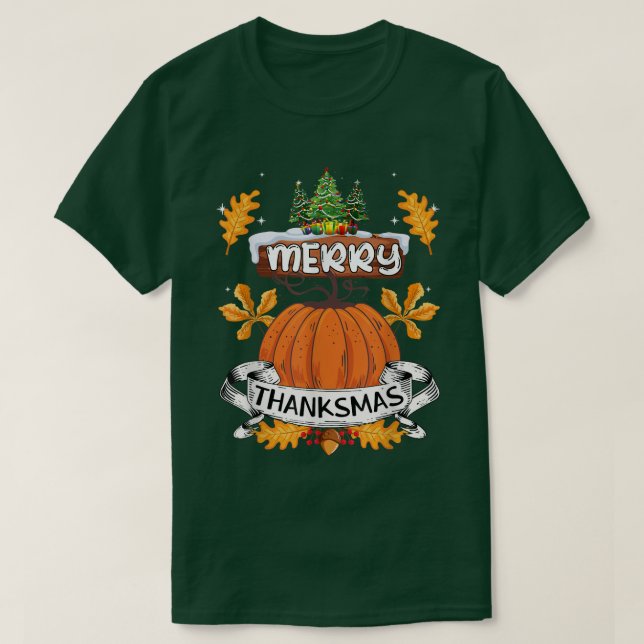 Funny Merry Thanksmas Niedlicher Erntedank Weihnac T-Shirt (Design vorne)