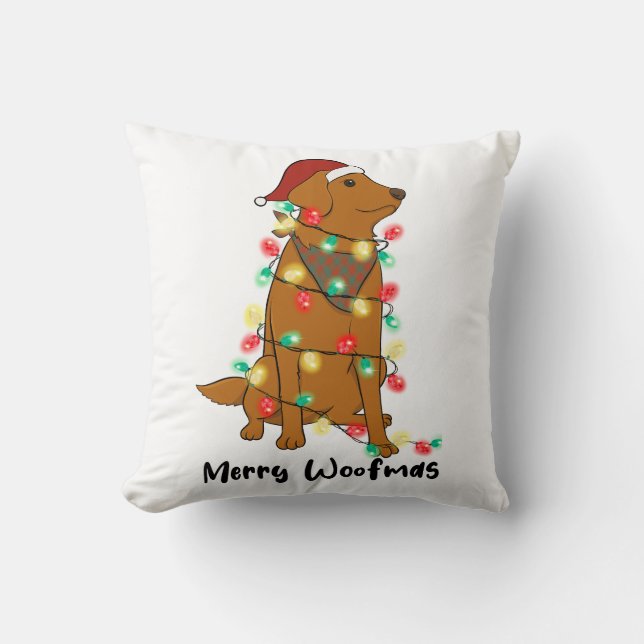 Funny Merry Woofmas Weihnachtshund Kissen (Vorderseite)