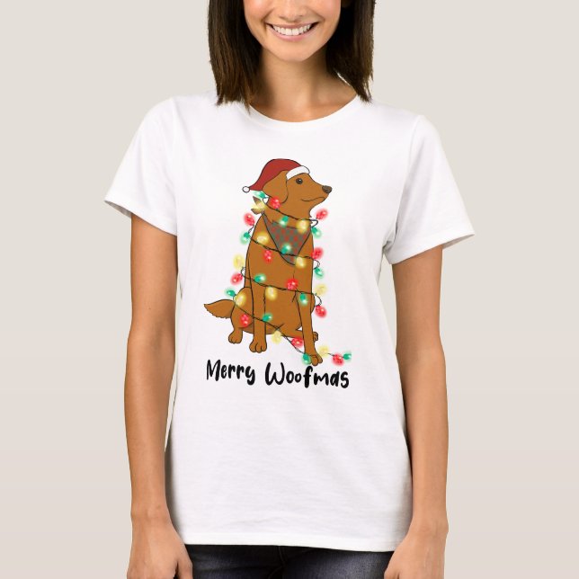 Funny Merry Woofmas Weihnachtshund T-Shirt (Vorderseite)