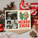 Funny Merry Xmas Groovy Foto Weihnachten Karte<br><div class="desc">Weihnachten froh und hell</div>