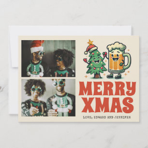 Funny Merry Xmas Groovy Foto Weihnachten Karte