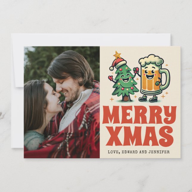 Funny Merry Xmas Groovy Foto Weihnachten Karte (Vorderseite)