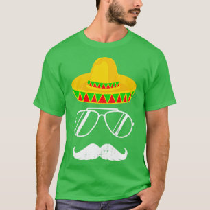 Funny mexican sombrero mustache face for T-Shirt