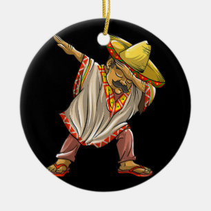 Funny Mexico Poncho Men Cooles Dabbing Keramik Ornament