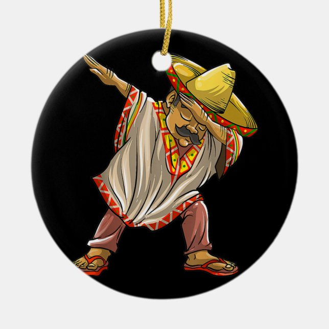 Funny Mexico Poncho Men Cooles Dabbing Keramik Ornament (Vorne)