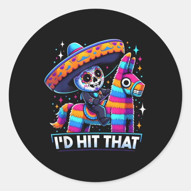 Funny mexikanischen Party Pinatas Id treffen, dass Runder Aufkleber (Vorderseite)