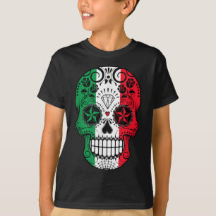 Funny mexikanischen Schädelkopf Cinco De Mayo Flag T-Shirt