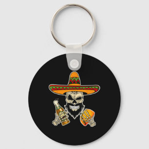 Funny mexikanischer Zuckerschädel mit Tacos und Bi Schlüsselanhänger