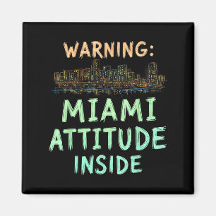 Funny Miami Florida Night Skyline Vintag Magnet