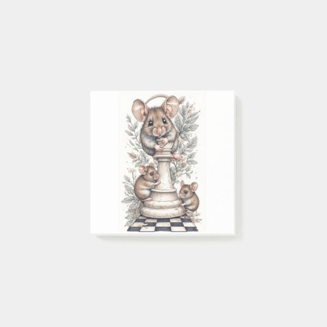 Funny Mice Playing Post-It Notes (Devant)