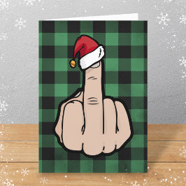 Funny Middle Finger Weihnachtsmannmütze Falten Wei Feiertagskarte