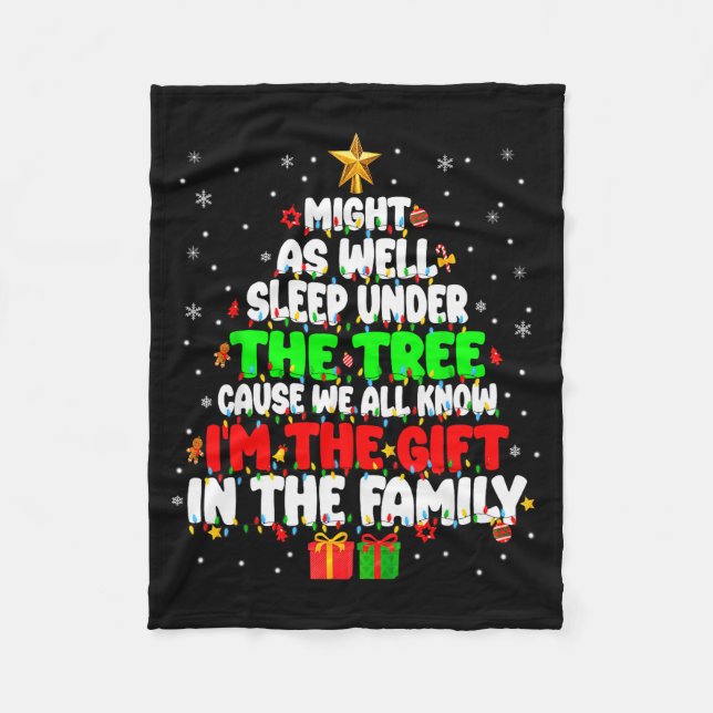 Funny Might As Well Sleep Under Tree Christmas Fam Fleecedecke (Vorderseite)