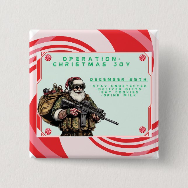 Funny Military/Christmas Santa Button (Vorderseite)