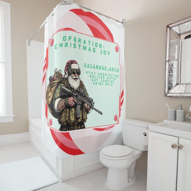 Funny Military/Christmas Santa Duschvorhang (Beispiel)