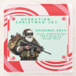 Funny Military/Christmas Santa Glasuntersetzer<br><div class="desc">Versag nie</div>