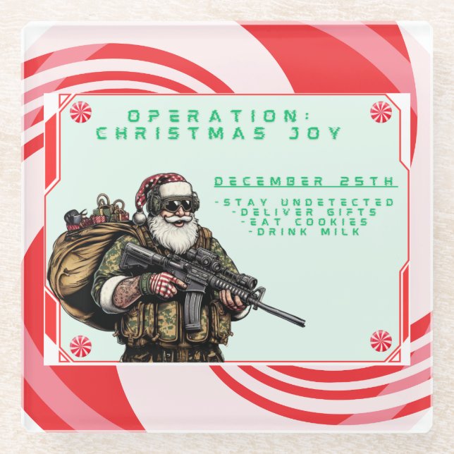 Funny Military/Christmas Santa Glasuntersetzer (Vorderseite)