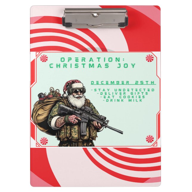 Funny Military/Christmas Santa Klemmbrett (Vorderseite)