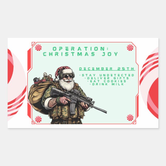 Funny Military/Christmas Santa Rechteckiger Aufkleber (Vorderseite)