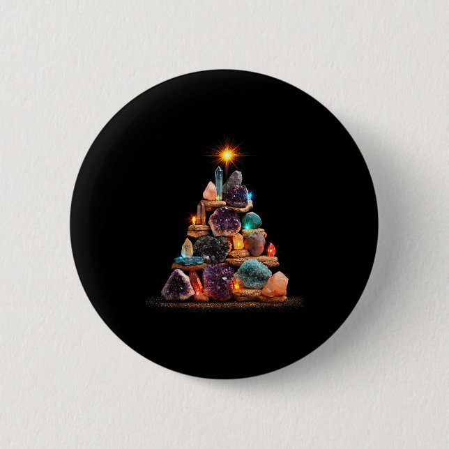 Funny Minerals Christmas Tree Graphic Crystals  Button (Vorderseite)
