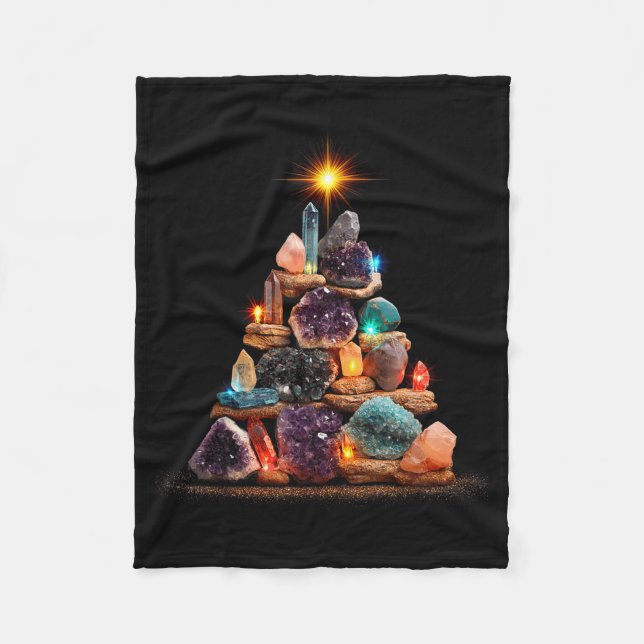 Funny Minerals Christmas Tree Graphic Crystals  Fleecedecke (Vorderseite)