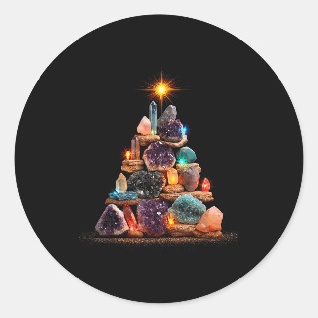 Funny Minerals Christmas Tree Graphic Crystals  Runder Aufkleber (Vorderseite)