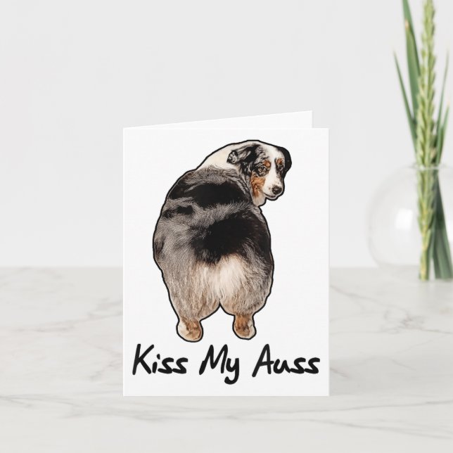 Funny Miniature Australian Shepherd Kiss My Auss M Karte (Vorderseite)