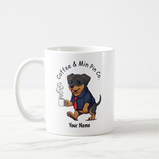 Funny Miniature Pinscher Dog Business Suit Coffee  Kaffeetasse (Links)