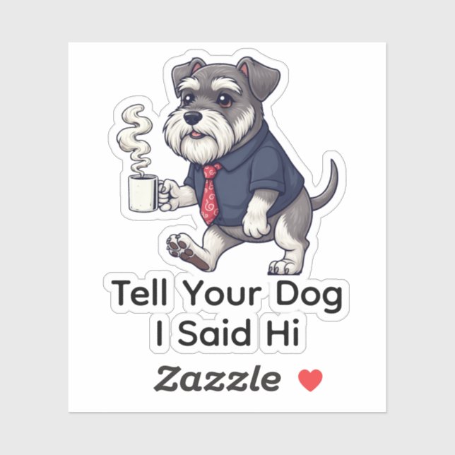 Funny Miniature Schnauzer Business Suit Coffee  Aufkleber (Blatt)