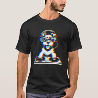 Funny Miniature Schnauzer DJ Glitch Rave EDM Music T-Shirt