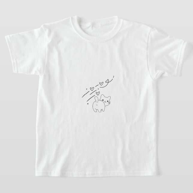 Funny Minimalist Cat Kids T-Shirt (Ablage )