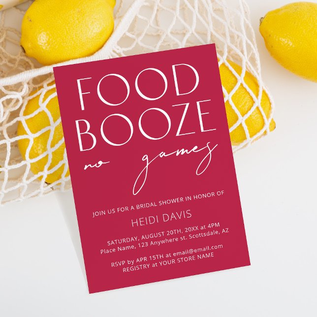 Funny Minimalistisch Magenta No Games Brautparty Einladung (Von Creator hochgeladen)