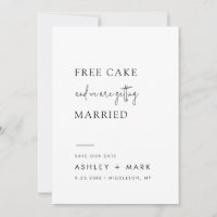 Funny Minimalistisch Script Free Cake Wedding