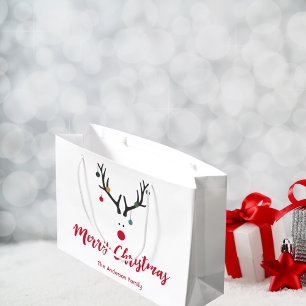 Funny-minimalistischer Weihnachtsrinder auf Weiß Große Geschenktüte