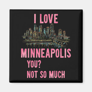 Funny Minneapolis Minnesota Night Skyline Vintag Magnet