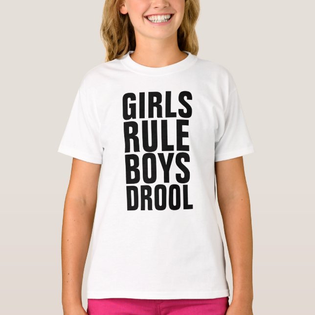 Funny MIRLS Kinder T - Shirt, MÄDCHEN RULE BOYS DR T-Shirt (Vorderseite)