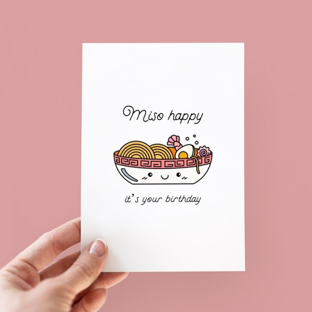 Funny Miso Ramen Birthday Flat Card (Von Creator hochgeladen)