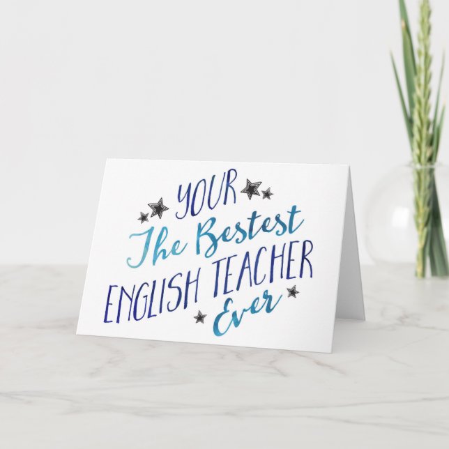 Funny Mispelled Bestest English Teacher Ever Karte (Vorderseite)