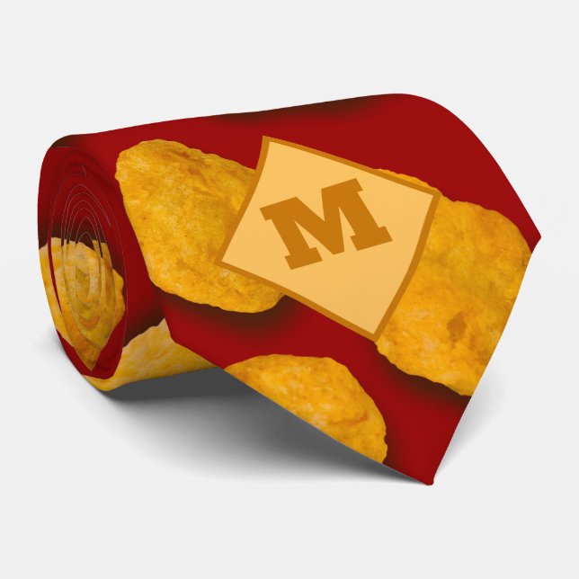 Funny Mit Monogramm Chicken Nugget Pattern Gag Ges Krawatte (Gerollt)