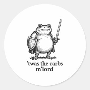 Funny mittelalterlicher Frosch Meme Carbs Ritter M Runder Aufkleber