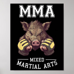 Funny Mixed Martial Arts Boar - Thai Boxing Cage F Poster