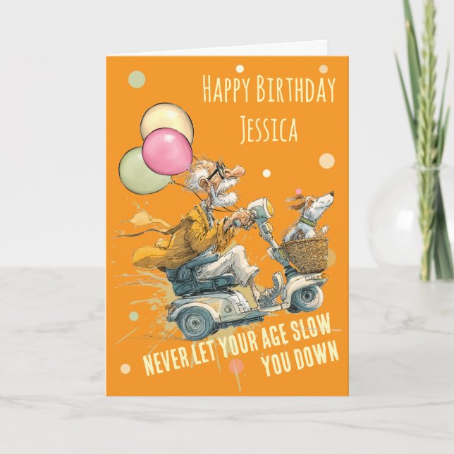 Funny Mobility Scooter Birthday Card Karte (Vorderseite)