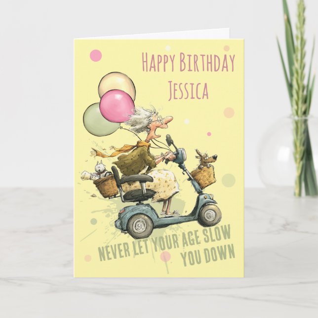 Funny Mobility Scooter Birthday Card Karte (Vorderseite)