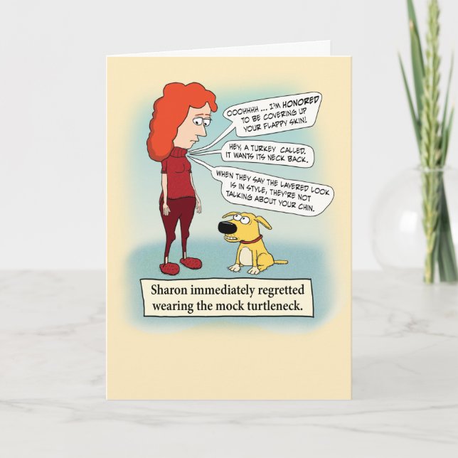 Funny Mock Turtleneck Geburtstag Karte (Vorderseite)