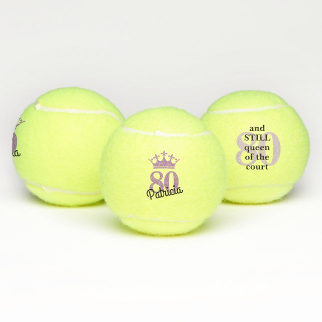 Funny Modern 80th Birthday Court Queen Tennisbälle (Multi)