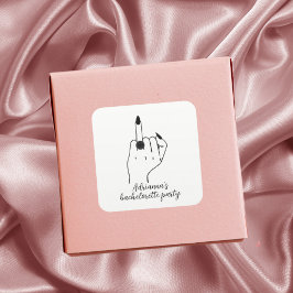 Funny Modern Bachelorette Party Bride Ring Finger Quadratischer Aufkleber