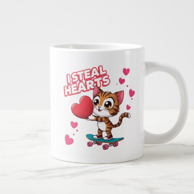 Funny Modern "Be My Valentine" Jumbo-Tasse (Rechts)
