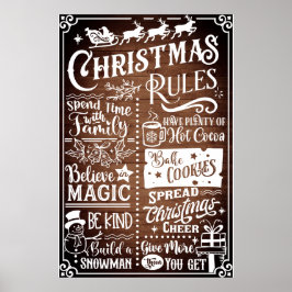Funny Modern Christmas Rules Poster Sign